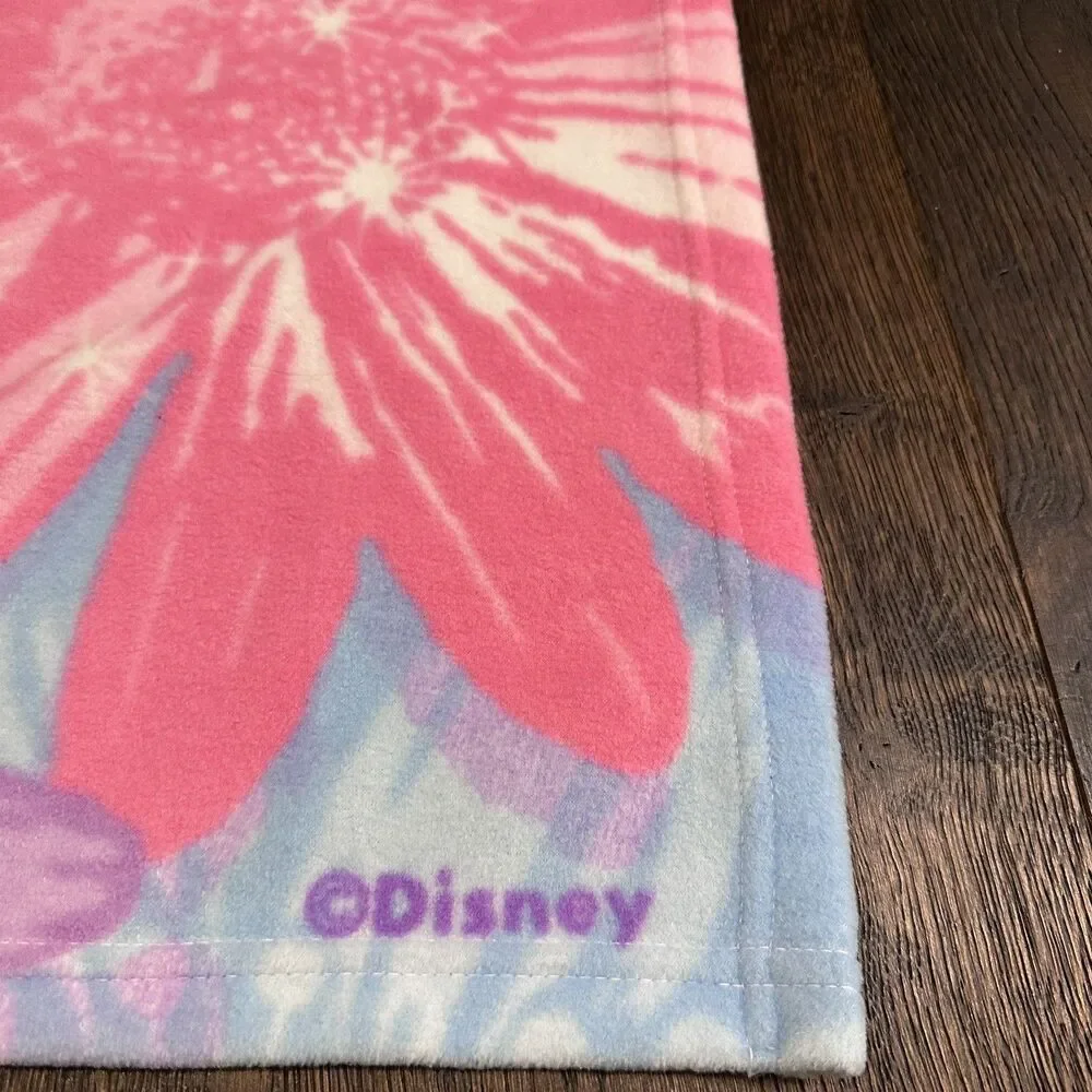 Vintage Disney Fairies Tinkerbell Fleece Throw Blanket 50x60 purple pink flower